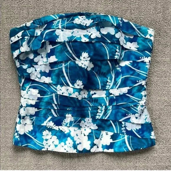 White House Black Market Blue and White Floral Bustier size 4 - Picture 1 of 9